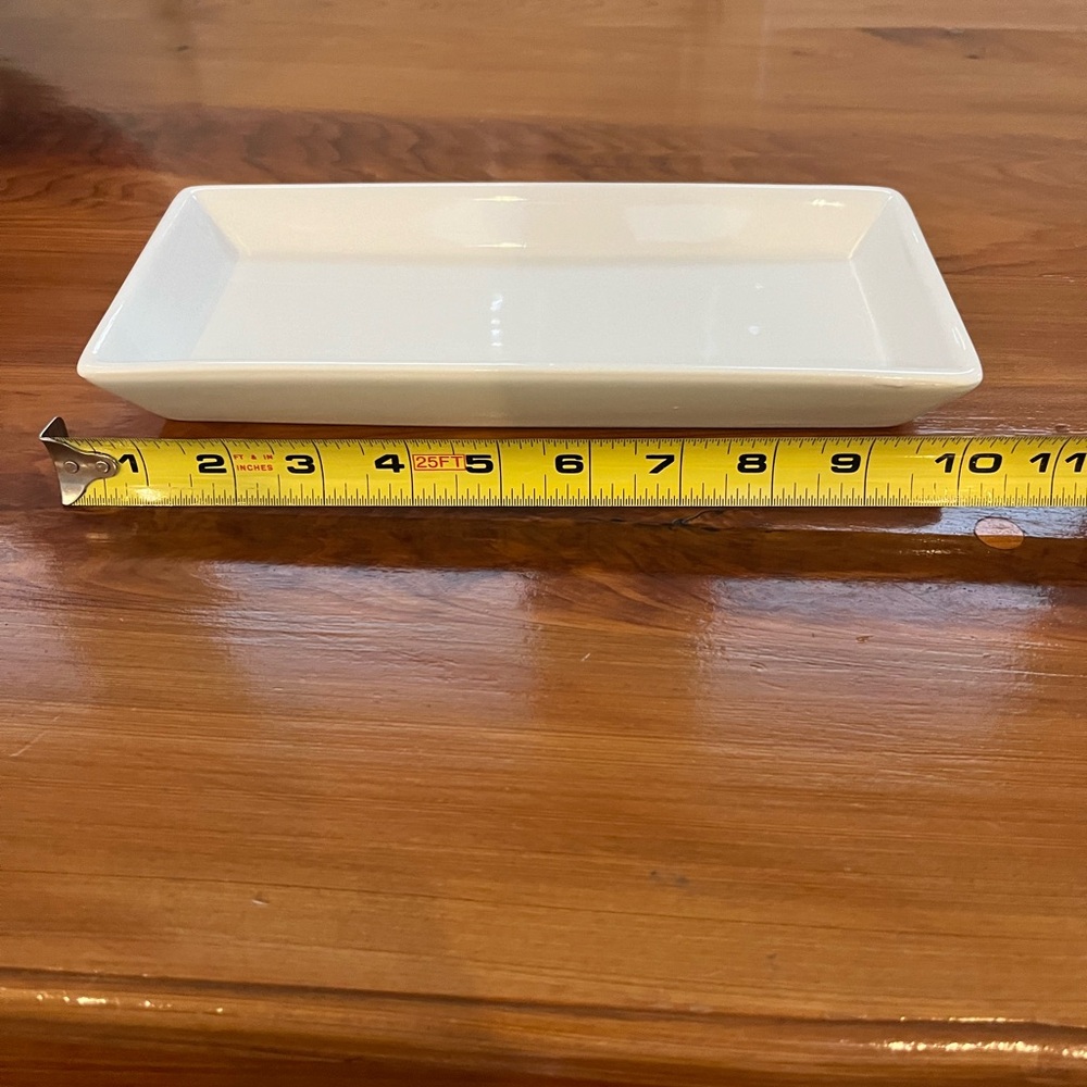 White heavy ceramic tray